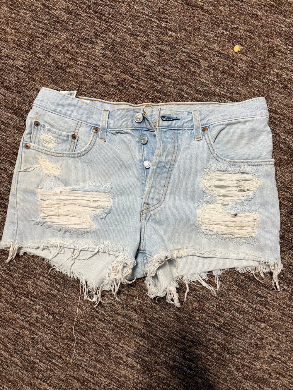 Levi's Light Blue Distressed Denim Cutoff Shorts